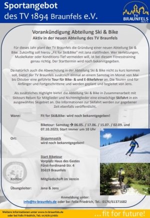 TV Braunfels startet ab Mai mit der neuen Abteilung Ski &amp; Bike