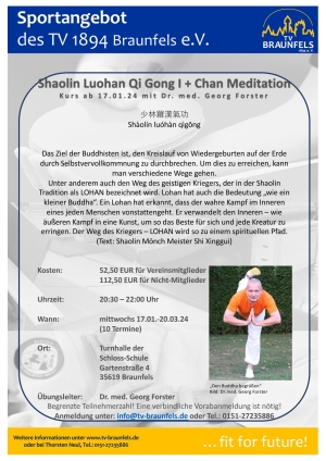 Shaolin BaGua Qi Gong I + Chan Meditation Kurs startet wieder ab Januar