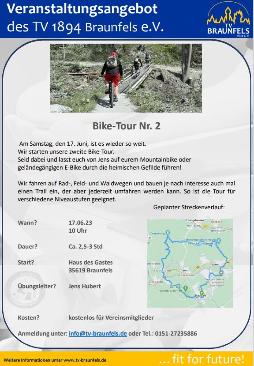 TV Braunfels lädt zur 2. Bike-Tour ein